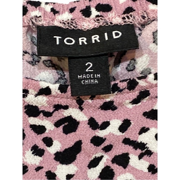 2X Torrid Size 2 BabyDoll Soft Tie in Back Tank Top Pink White Leopard Cheetah - Picture 2 of 8